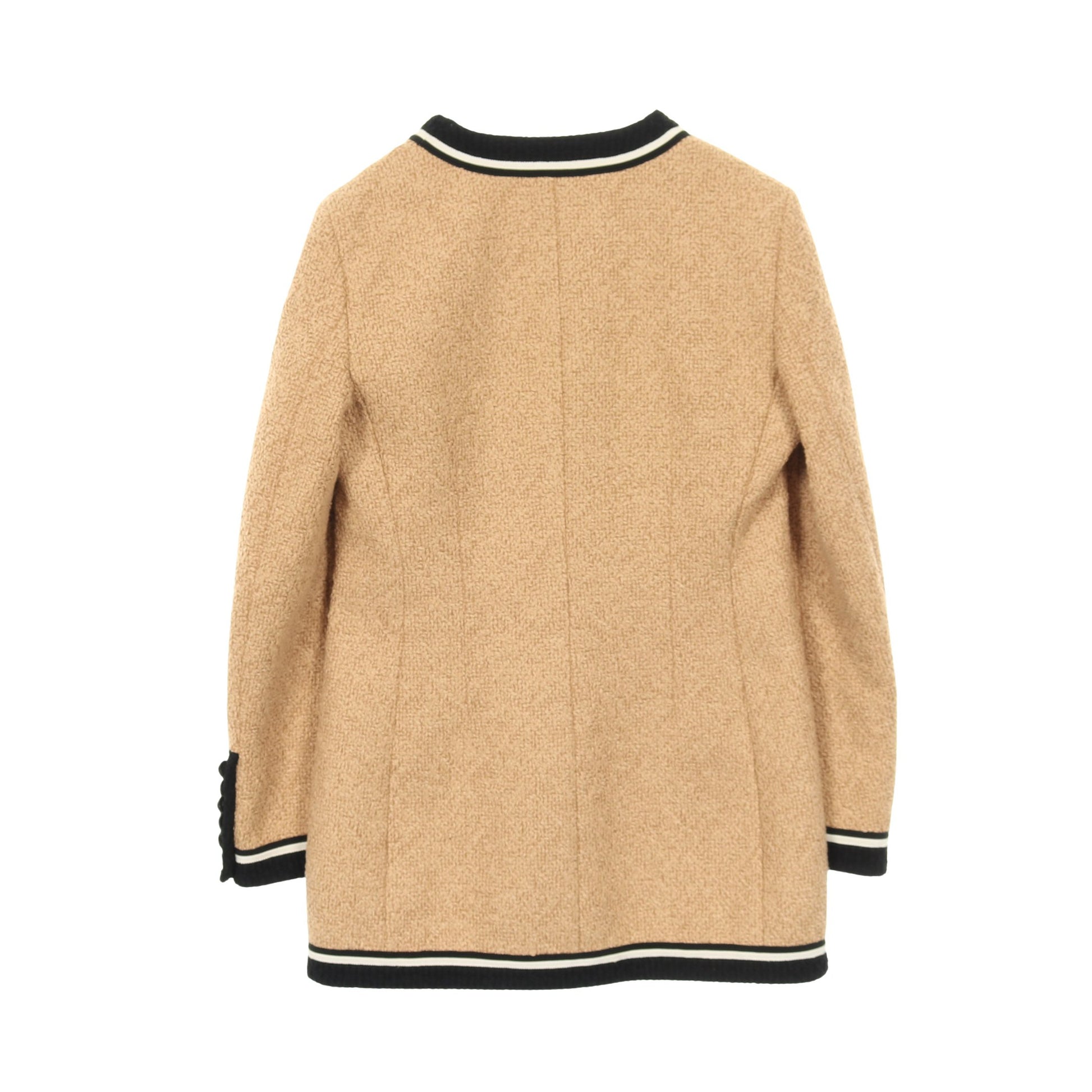 ノーカラージャケット レーヨン コットン ベージュ ブラック グッチ アウター GUCCI