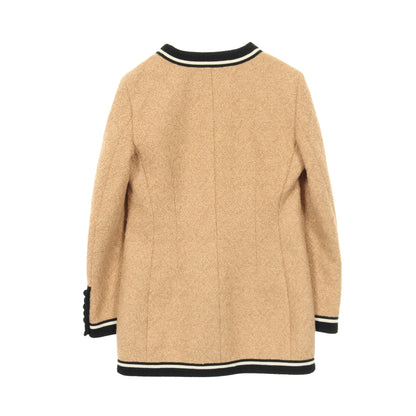 ノーカラージャケット レーヨン コットン ベージュ ブラック グッチ アウター GUCCI