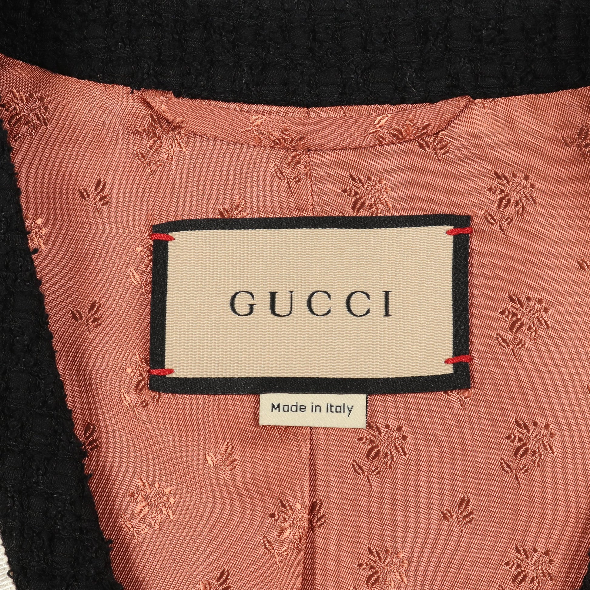 ノーカラージャケット レーヨン コットン ベージュ ブラック グッチ アウター GUCCI