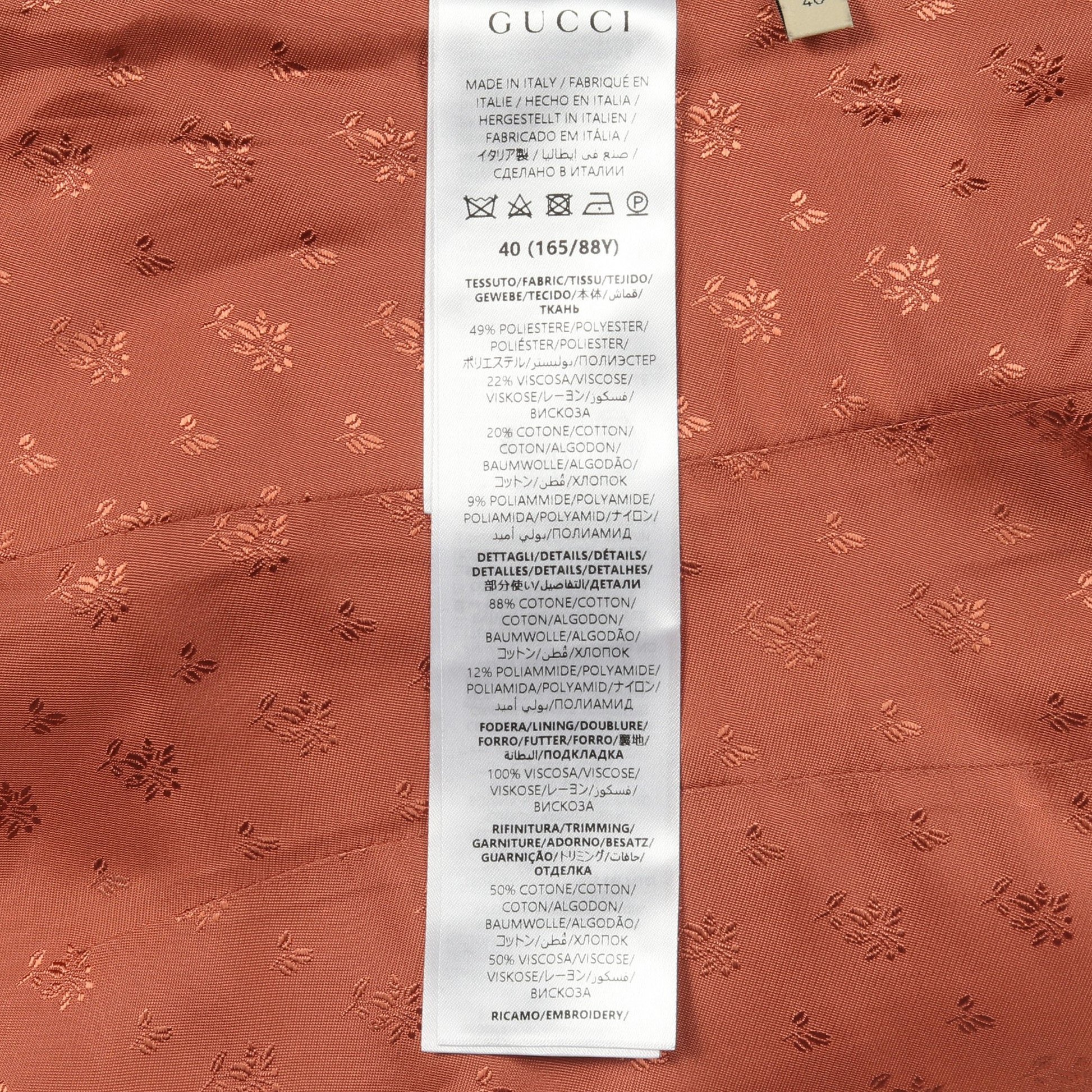 ノーカラージャケット レーヨン コットン ベージュ ブラック グッチ アウター GUCCI