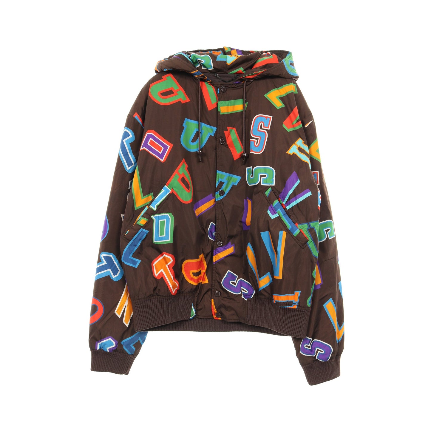 LOUIS VUITTON × NBA ジャケット ブルゾン ナイロン ブラウン マルチカラー 中綿 フード付き ルイヴィトン アウター LOUIS VUITTON