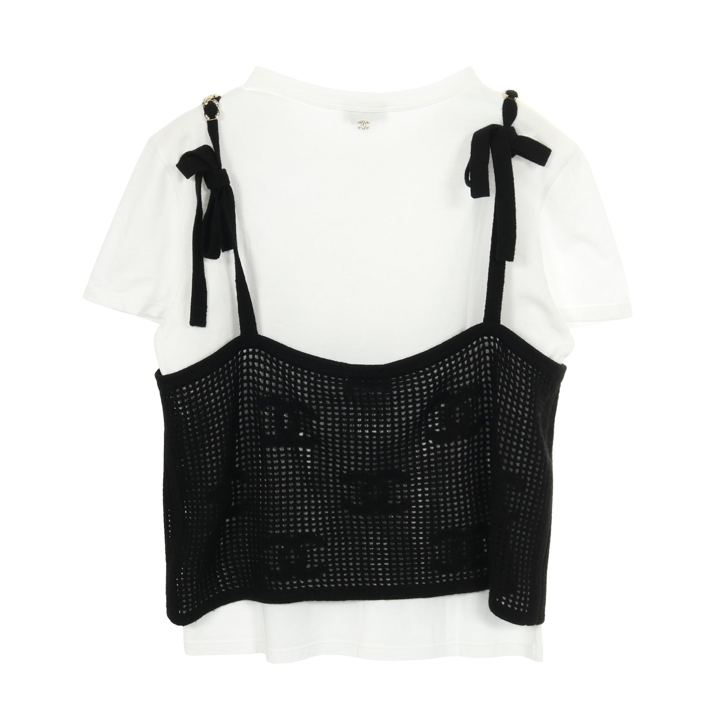 ココマーク ニットキャミソール Tシャツ カシミヤ コットン ホワイト ブラック シャネル トップス CHANEL