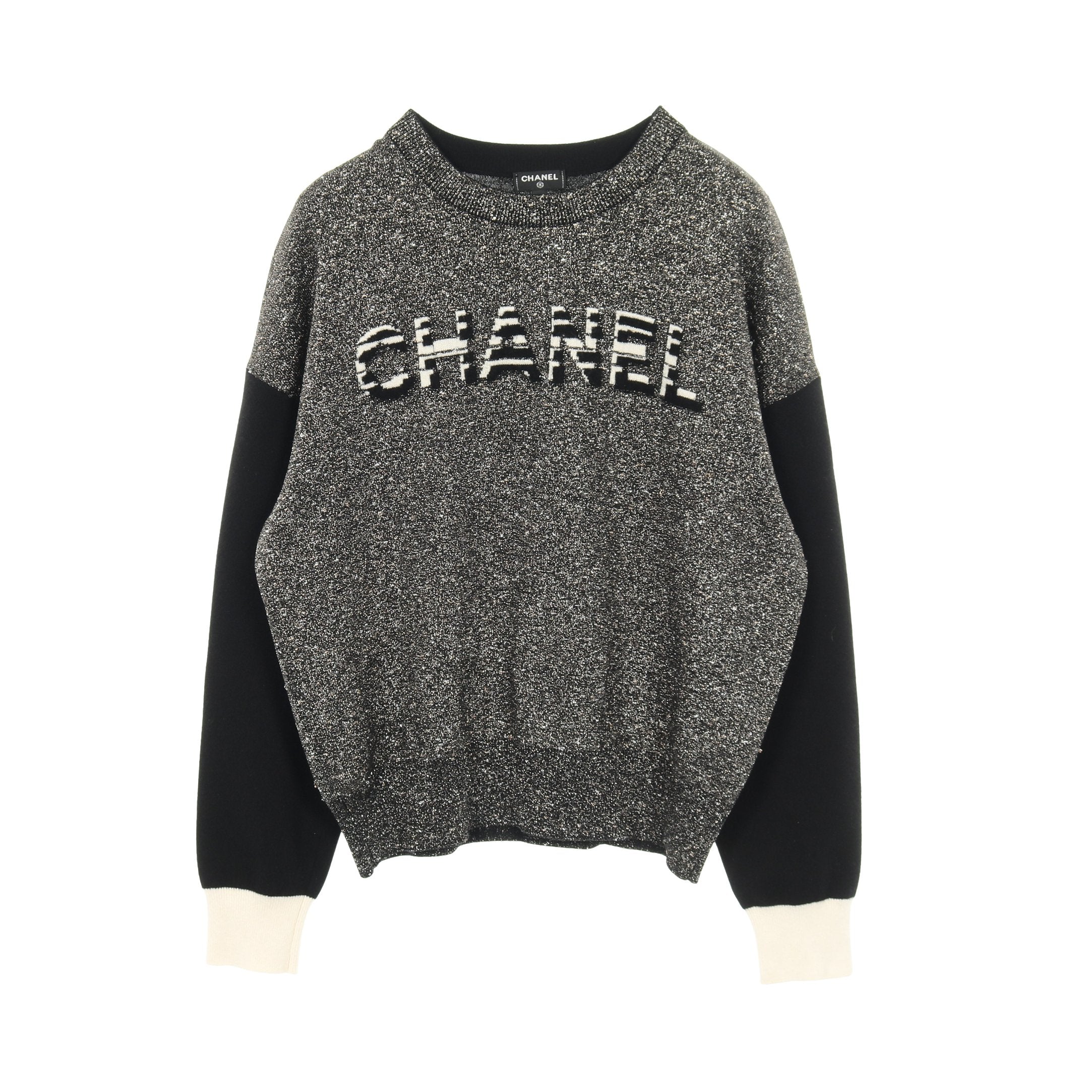 ロゴ ニット カシミヤ コットン ブラック シルバー ゴールド ラメ