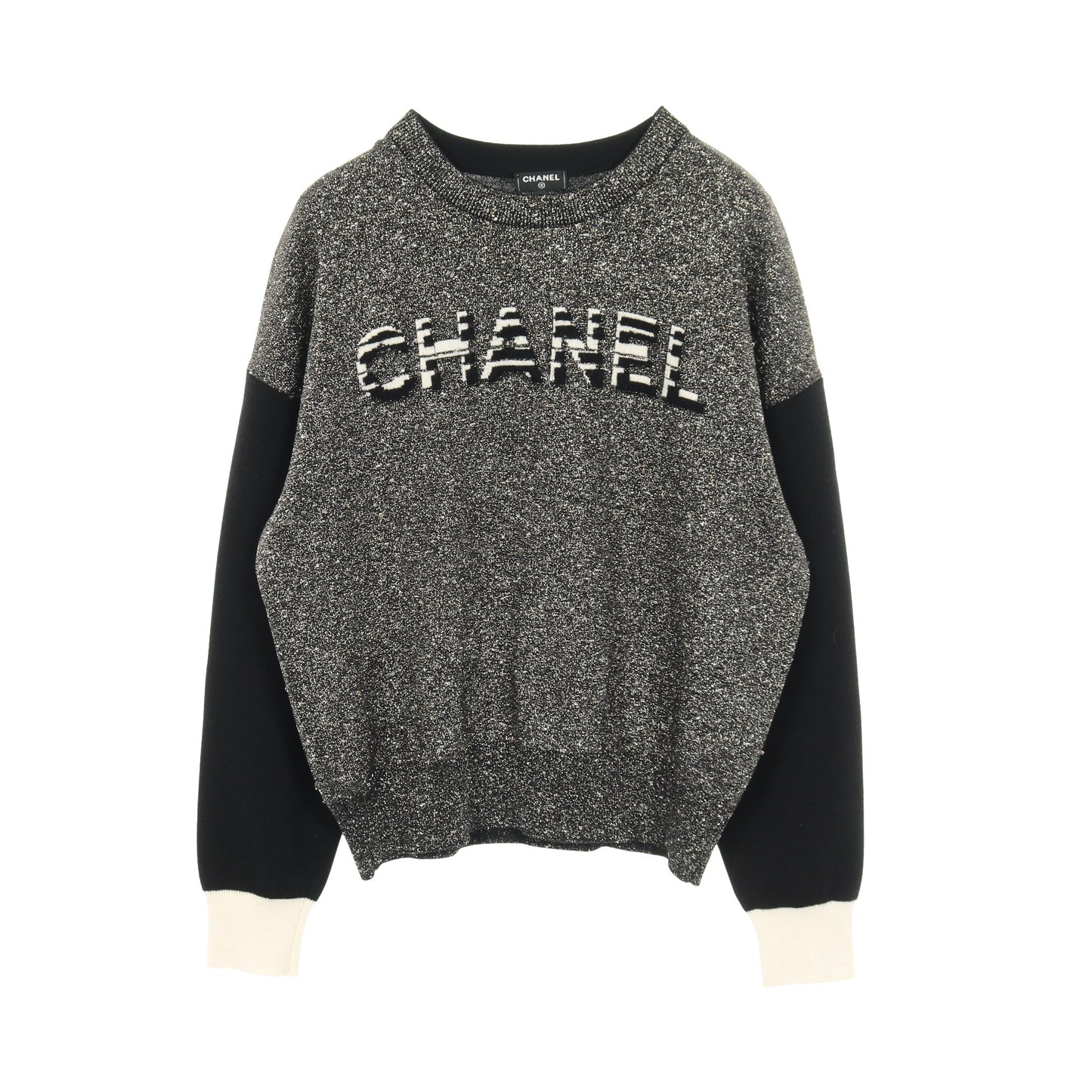 ロゴ ニット カシミヤ コットン ブラック シルバー ゴールド ラメ シャネル トップス CHANEL