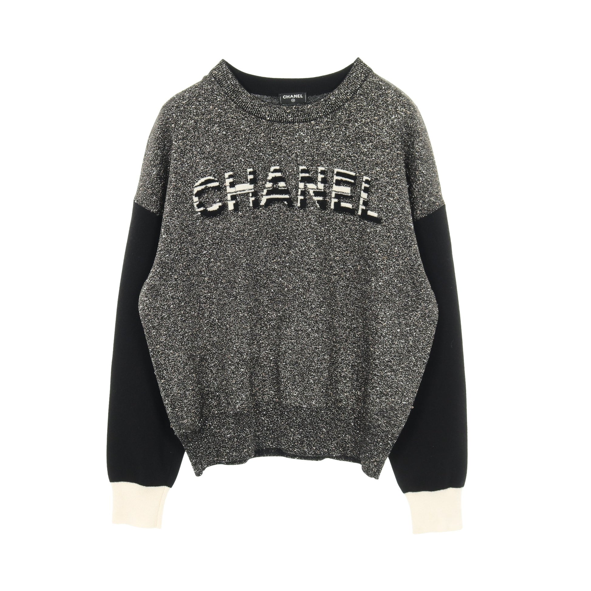 ロゴ ニット カシミヤ コットン ブラック シルバー ゴールド ラメ シャネル トップス CHANEL