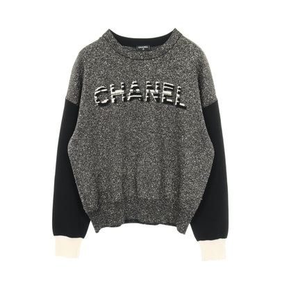 ロゴ ニット カシミヤ コットン ブラック シルバー ゴールド ラメ シャネル トップス CHANEL
