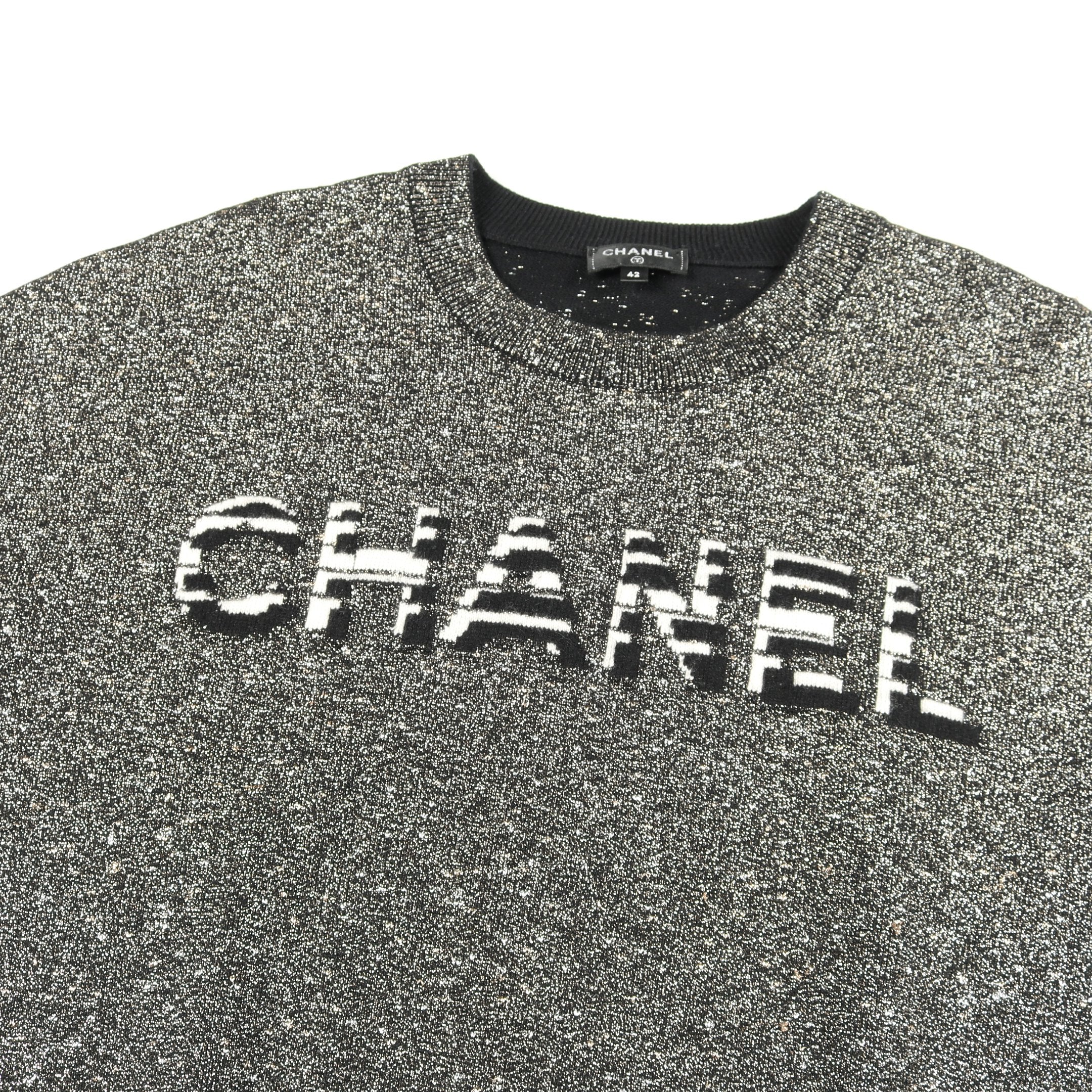 ロゴ ニット カシミヤ コットン ブラック シルバー ゴールド ラメ