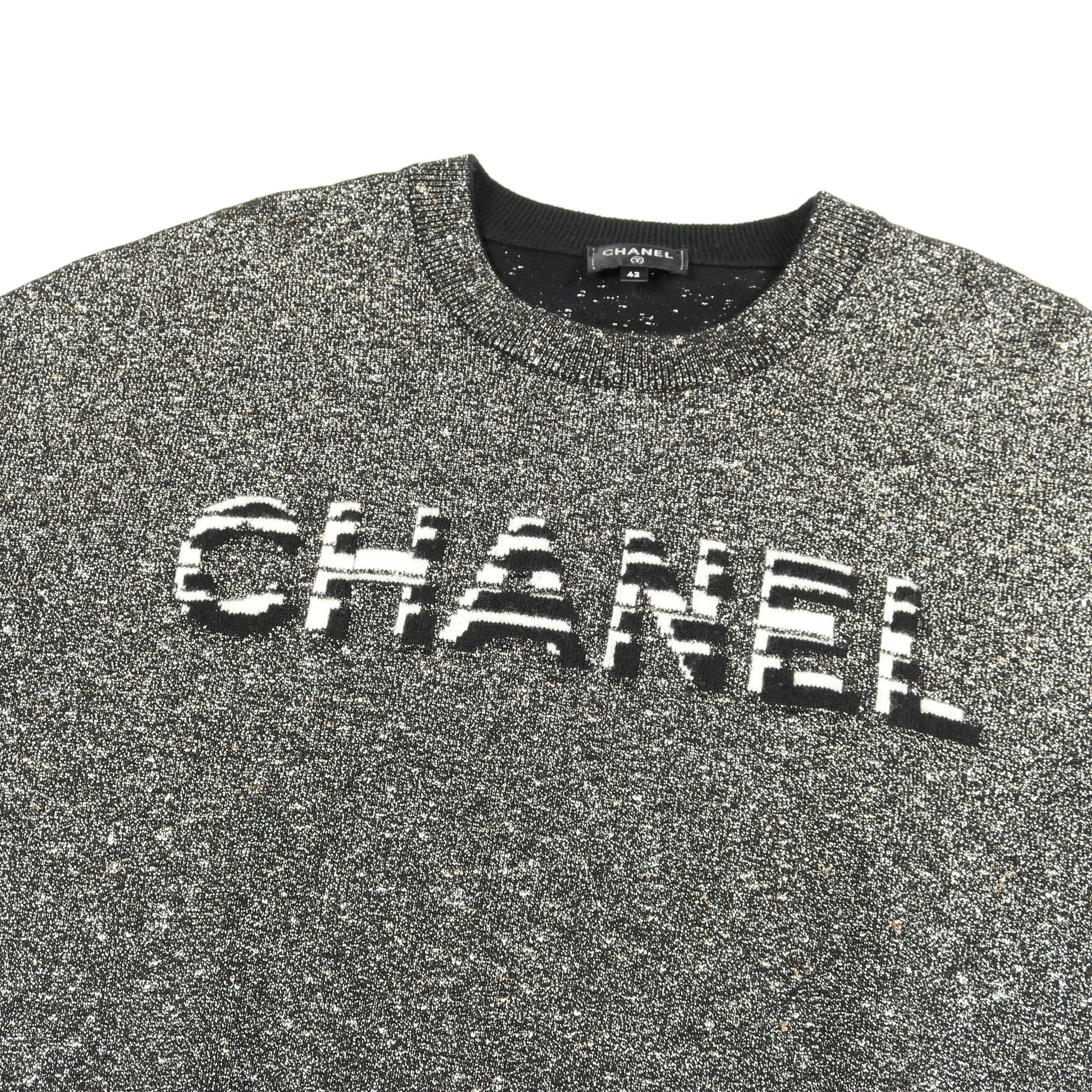 ロゴ ニット カシミヤ コットン ブラック シルバー ゴールド ラメ シャネル トップス CHANEL