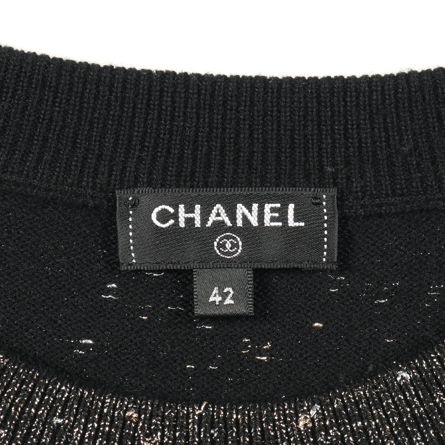 ロゴ ニット カシミヤ コットン ブラック シルバー ゴールド ラメ シャネル トップス CHANEL