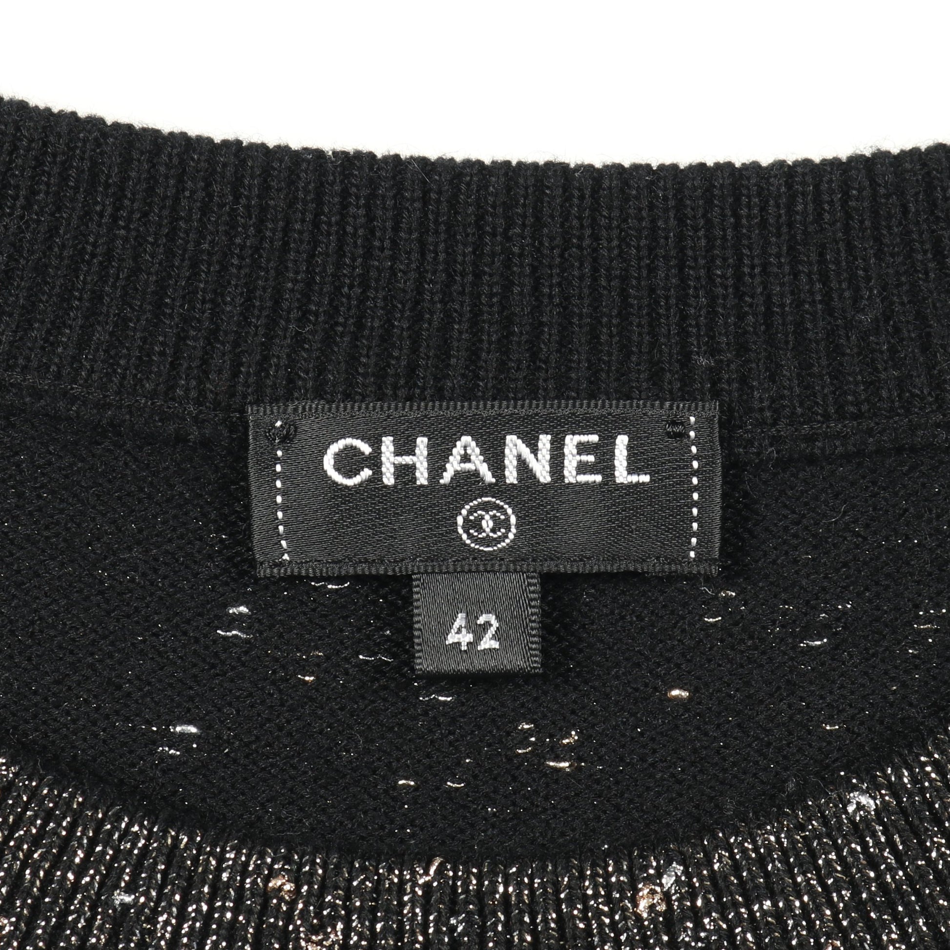 ロゴ ニット カシミヤ コットン ブラック シルバー ゴールド ラメ シャネル トップス CHANEL
