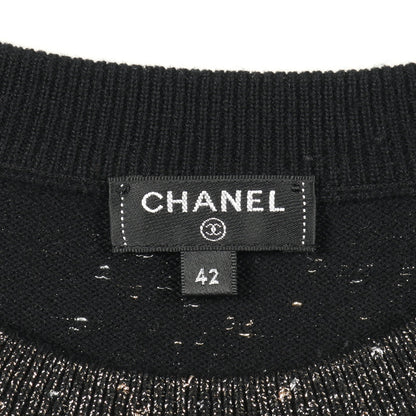ロゴ ニット カシミヤ コットン ブラック シルバー ゴールド ラメ シャネル トップス CHANEL