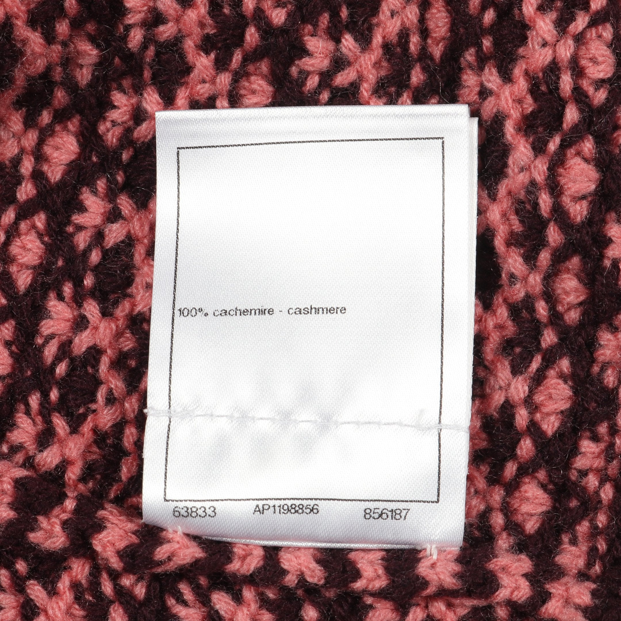 ココマークボタン クロップド カーディガン 総柄 カシミヤ ピンク