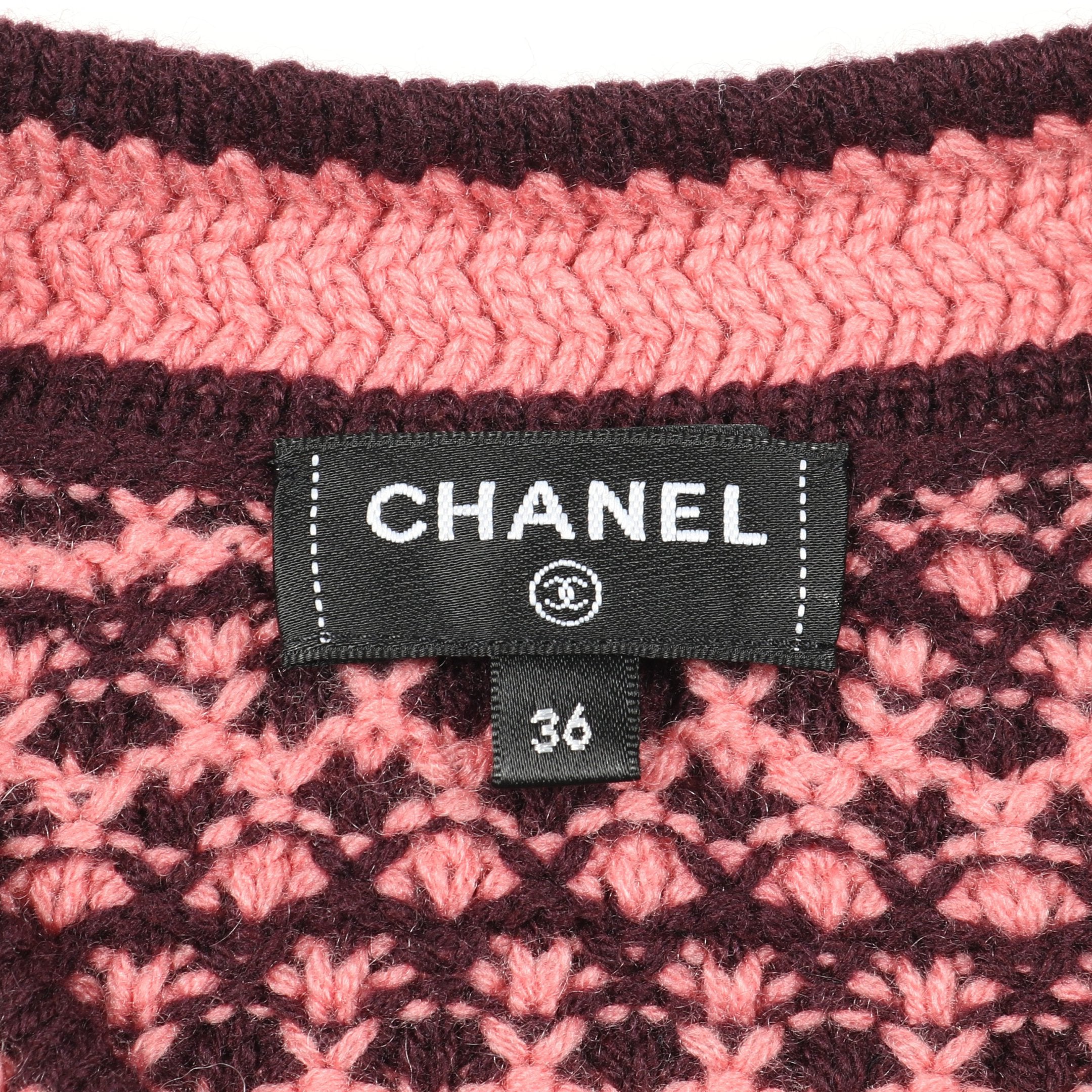 ココマークボタン クロップド カーディガン 総柄 カシミヤ ピンク