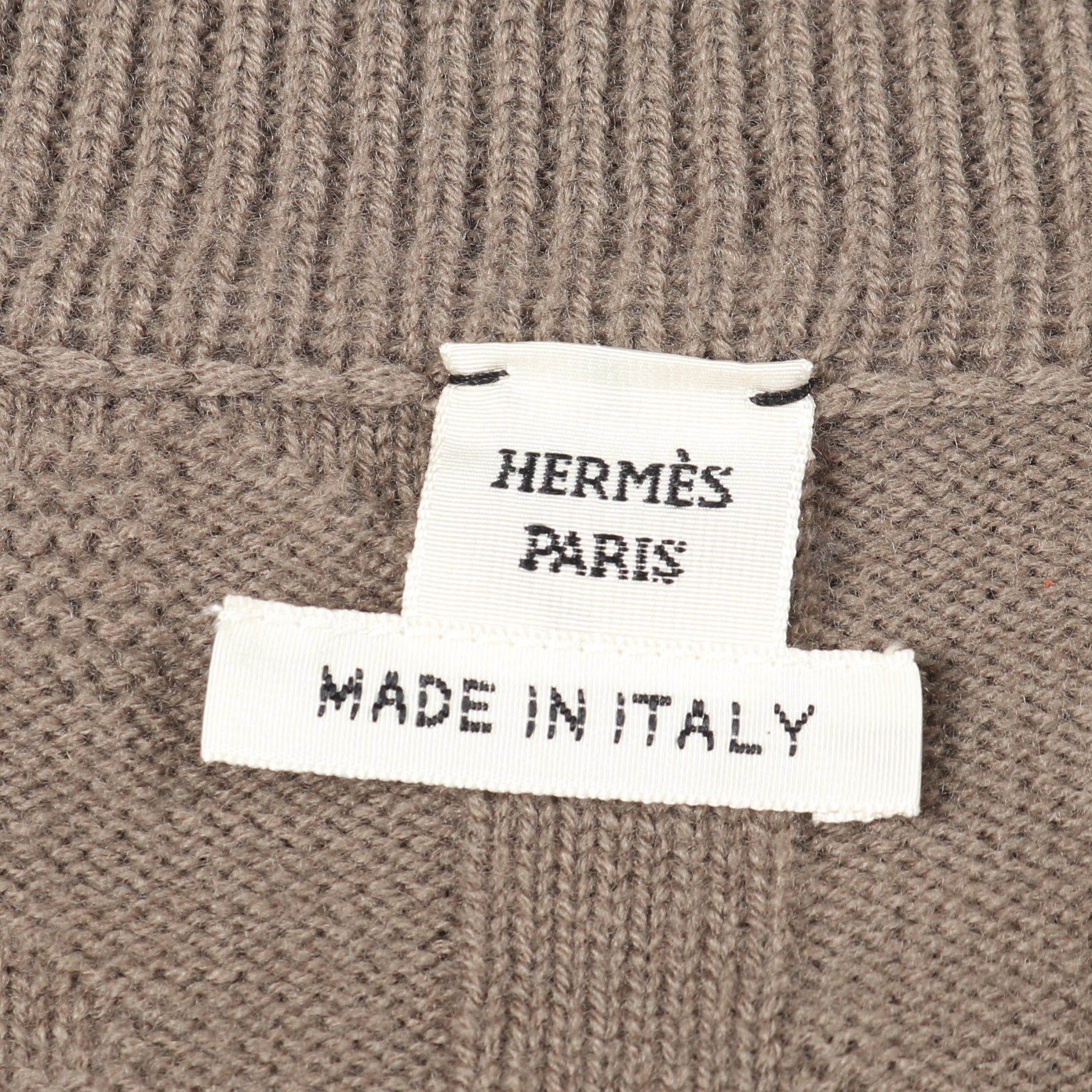 Hモチーフ ニット クルーネック ウール グレーブラウン エルメス トップス HERMES