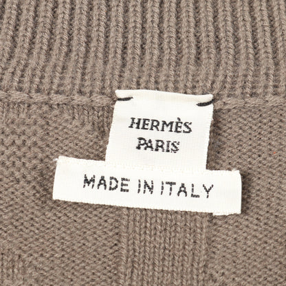 Hモチーフ ニット クルーネック ウール グレーブラウン エルメス トップス HERMES