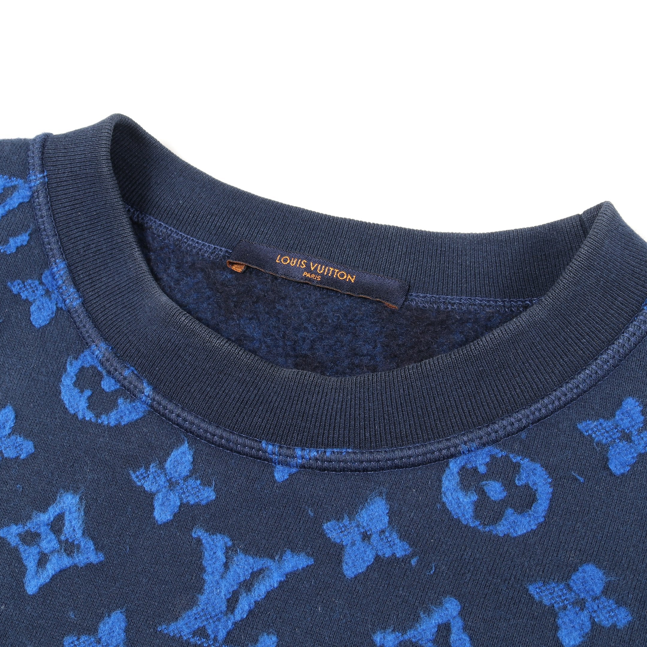 モノグラムジャカード スウェットシャツ クルーネック コットン ブルー