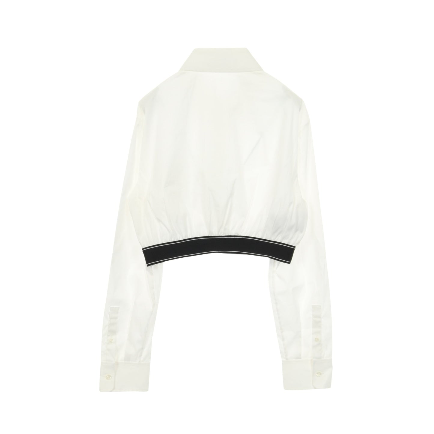 ポプリンストレッチ シャツ 長袖 ロゴ コットン ホワイト プラダ トップス PRADA
