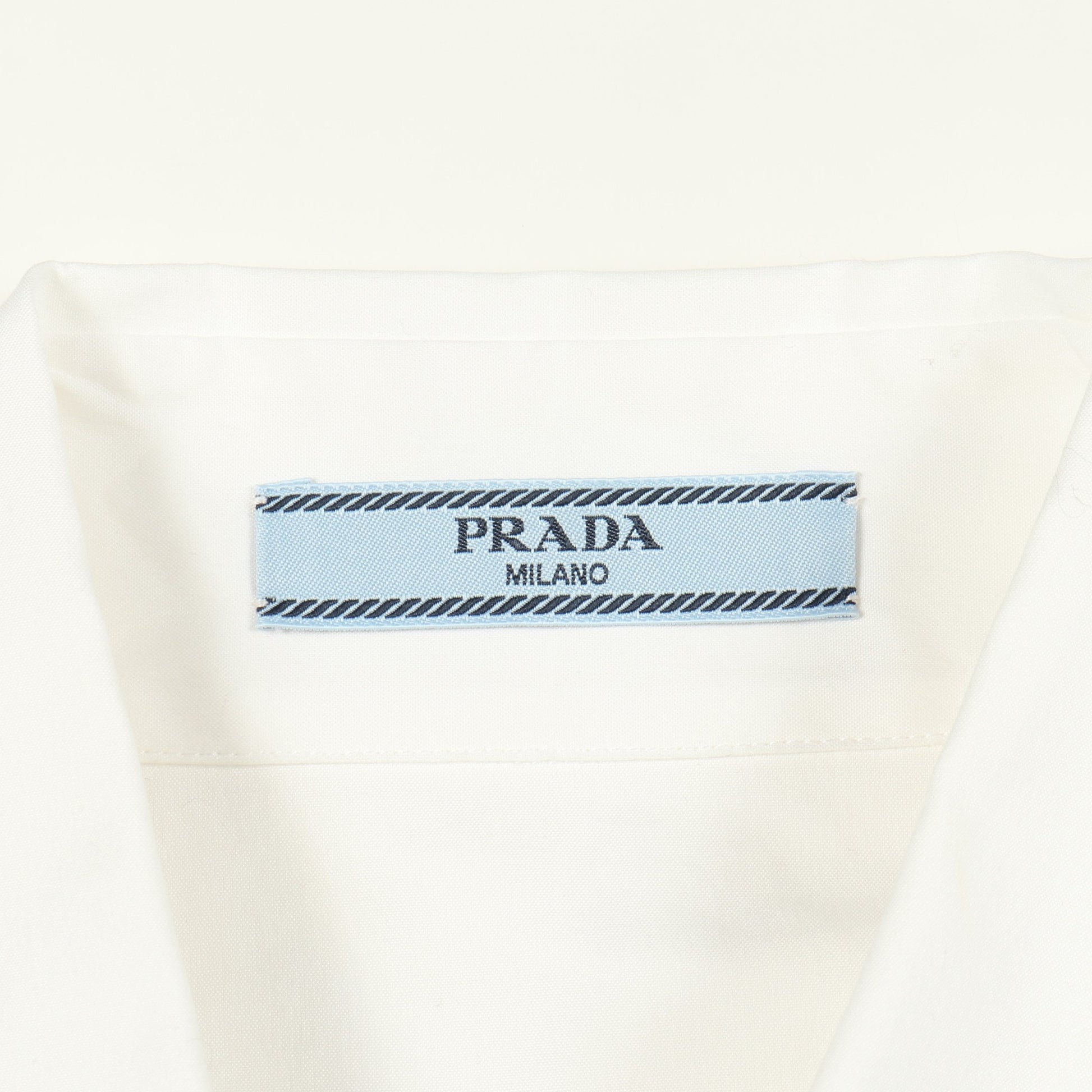 ポプリンストレッチ シャツ 長袖 ロゴ コットン ホワイト プラダ トップス PRADA