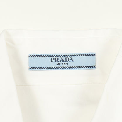 ポプリンストレッチ シャツ 長袖 ロゴ コットン ホワイト プラダ トップス PRADA