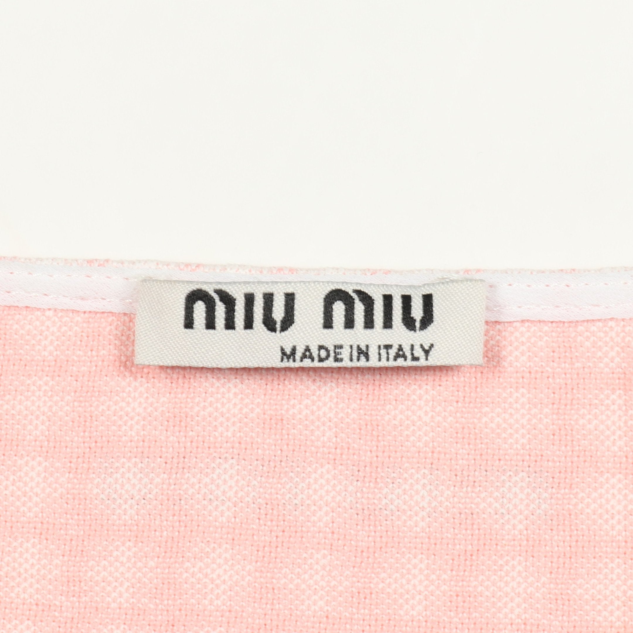 MIU MIU ミュウミュウピンク フリル付き Tシャツ クロップド Tシャツ 半袖 チェック ナイロン ピンク フリル ミュウ