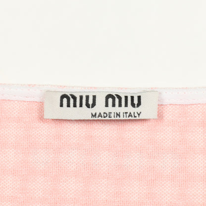 クロップド Tシャツ 半袖 チェック ナイロン ピンク フリル ミュウミュウ トップス miu miu