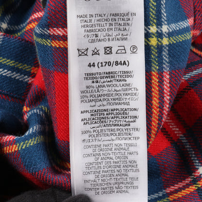 スカンクパッチ シャツ 長袖 チェック ウール レッド マルチカラー グッチ