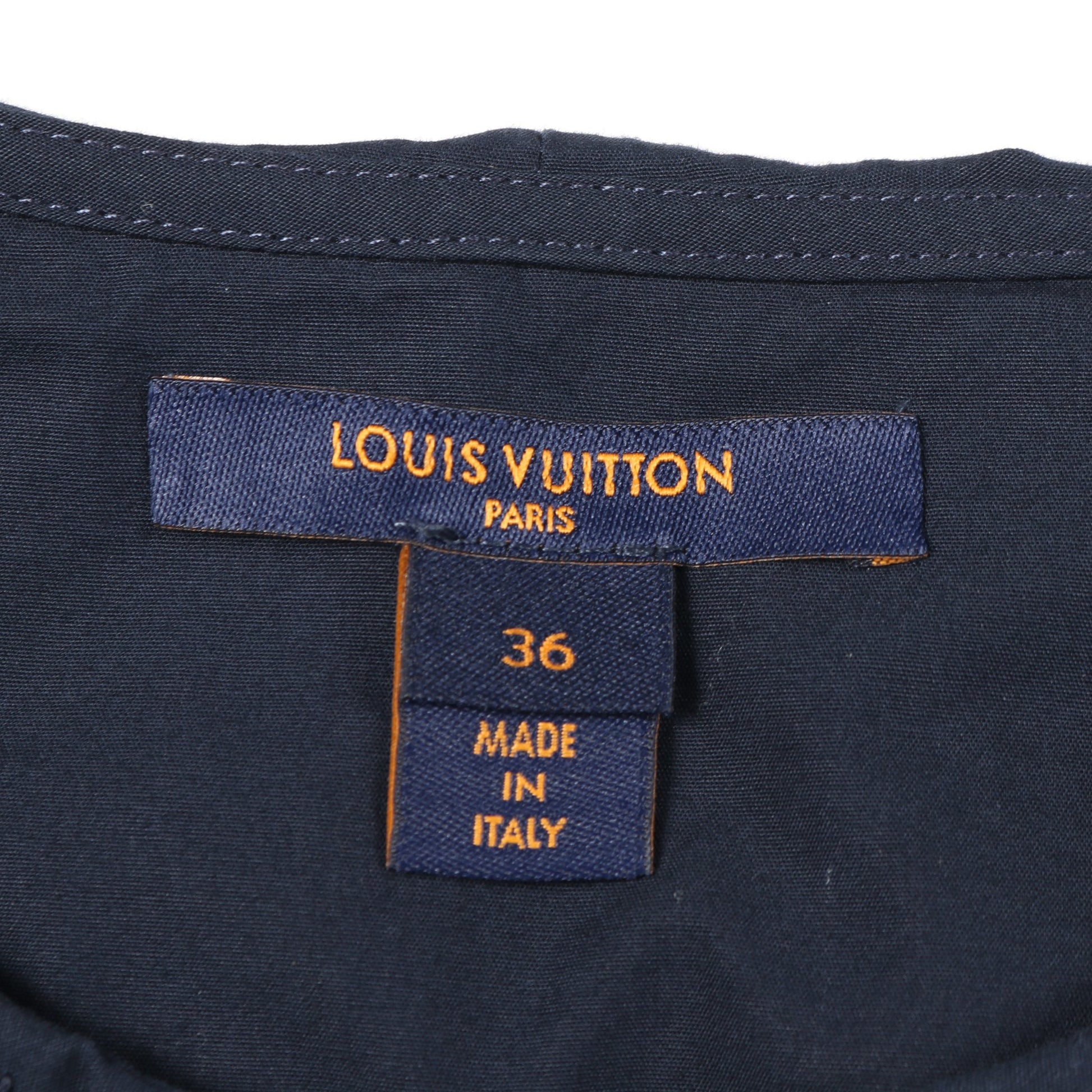 ピンタック シャツ コットン ネイビー パンチング ベルト付き ルイヴィトン トップス LOUIS VUITTON