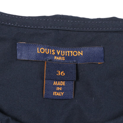 ピンタック シャツ コットン ネイビー パンチング ベルト付き ルイヴィトン トップス LOUIS VUITTON