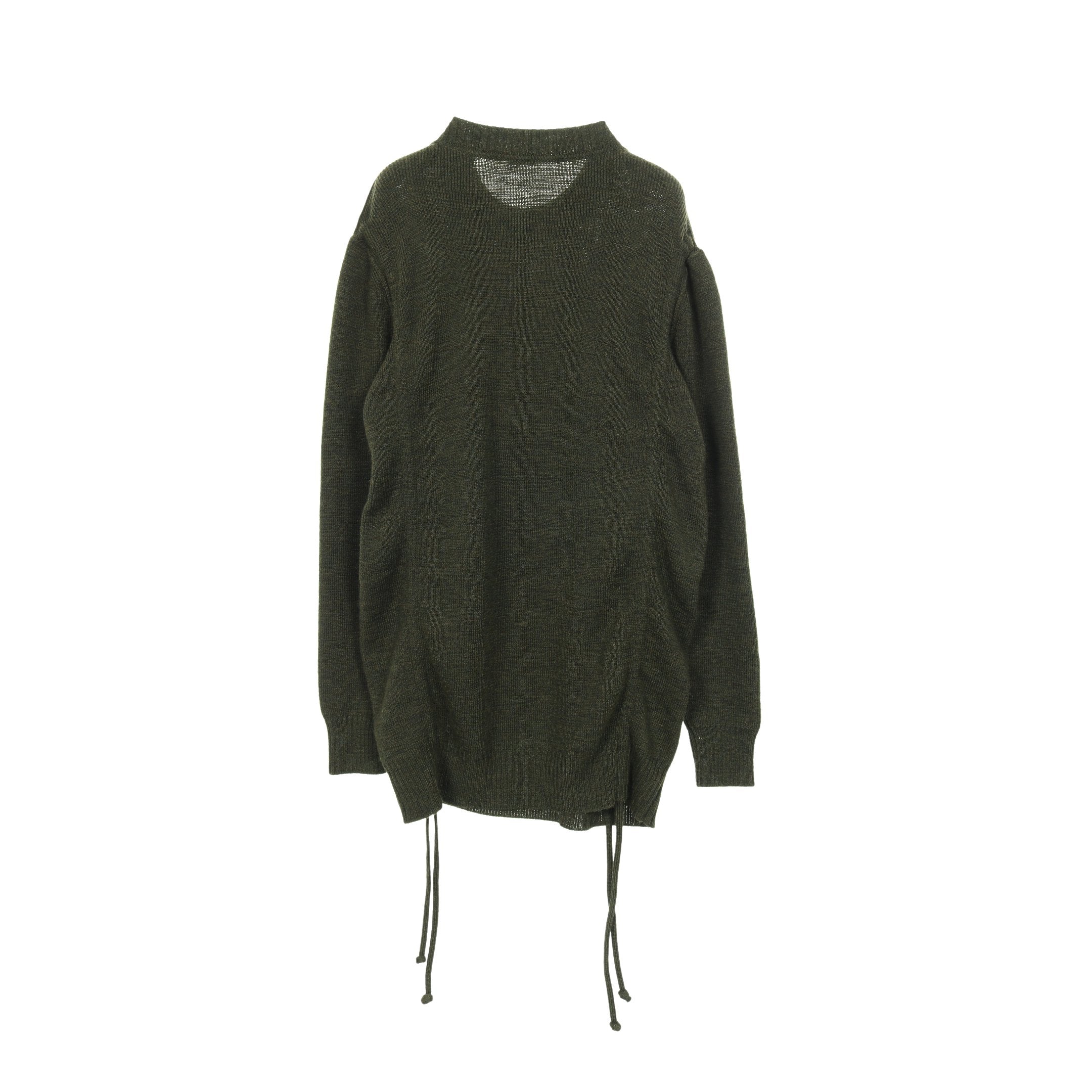 ニットワンピース クルーネック 花 ウール ダークグリーン バーバリー