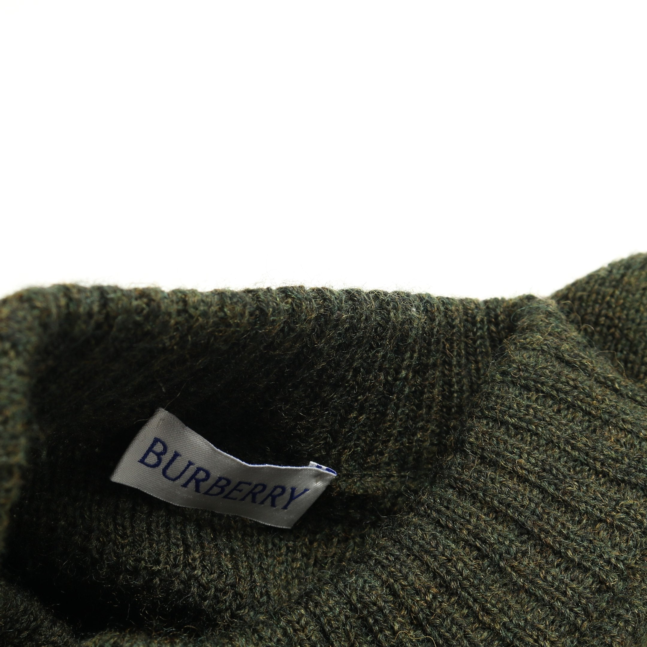 ニットワンピース クルーネック 花 ウール ダークグリーン バーバリー