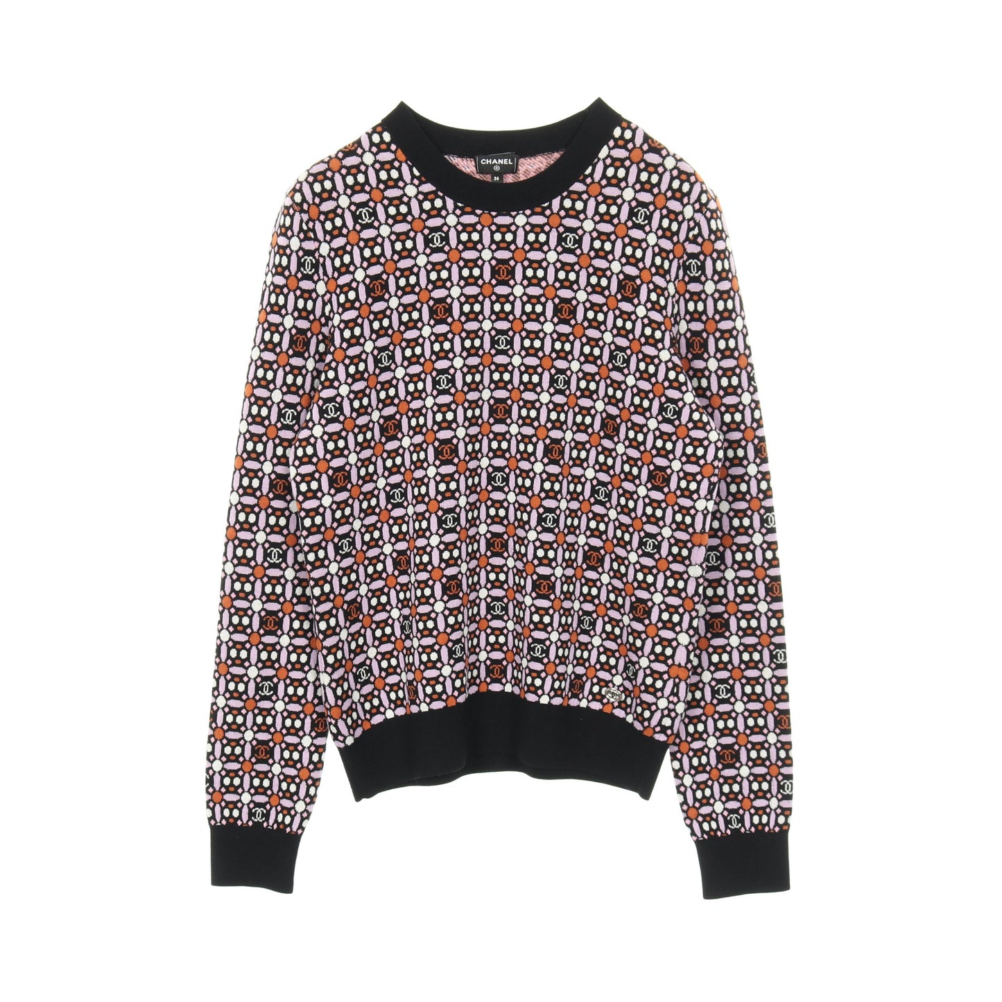 ココマーク ニット クルーネック ウール コットン ブラック ライトパープル オレンジ 23AW シャネル トップス CHANEL