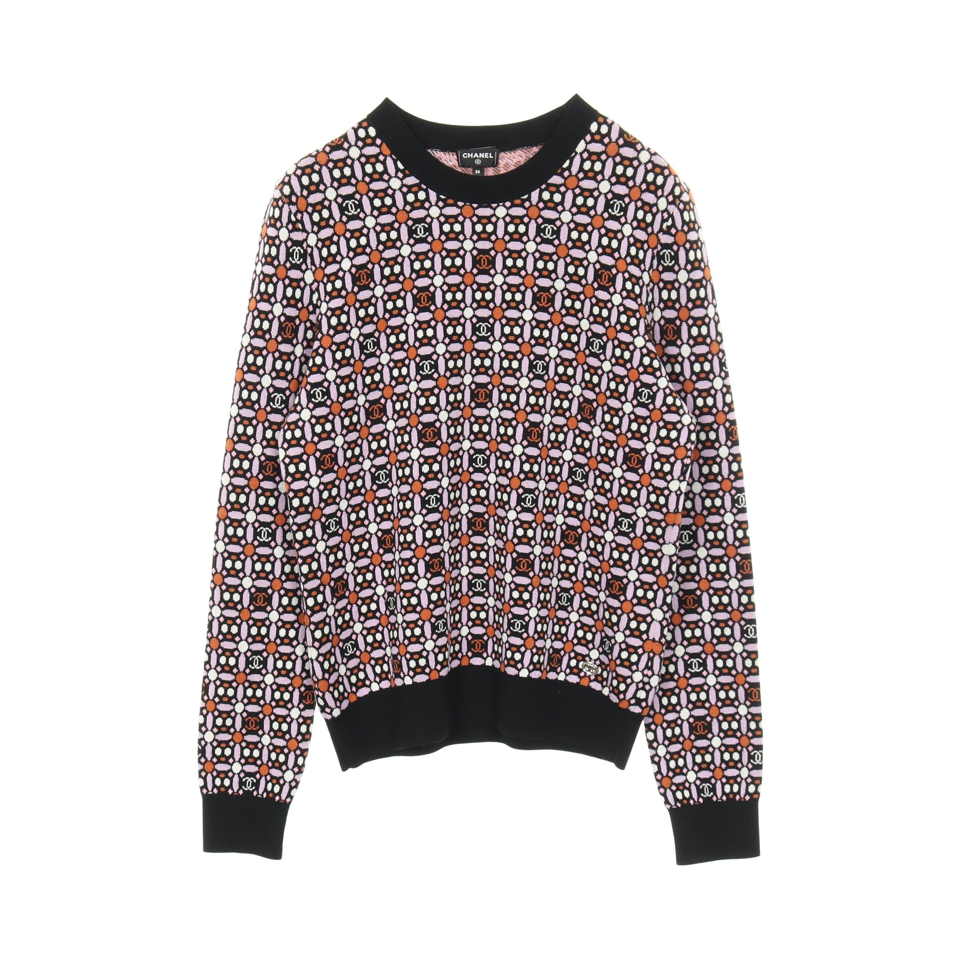 ココマーク ニット クルーネック ウール コットン ブラック ライトパープル オレンジ 23AW シャネル トップス CHANEL