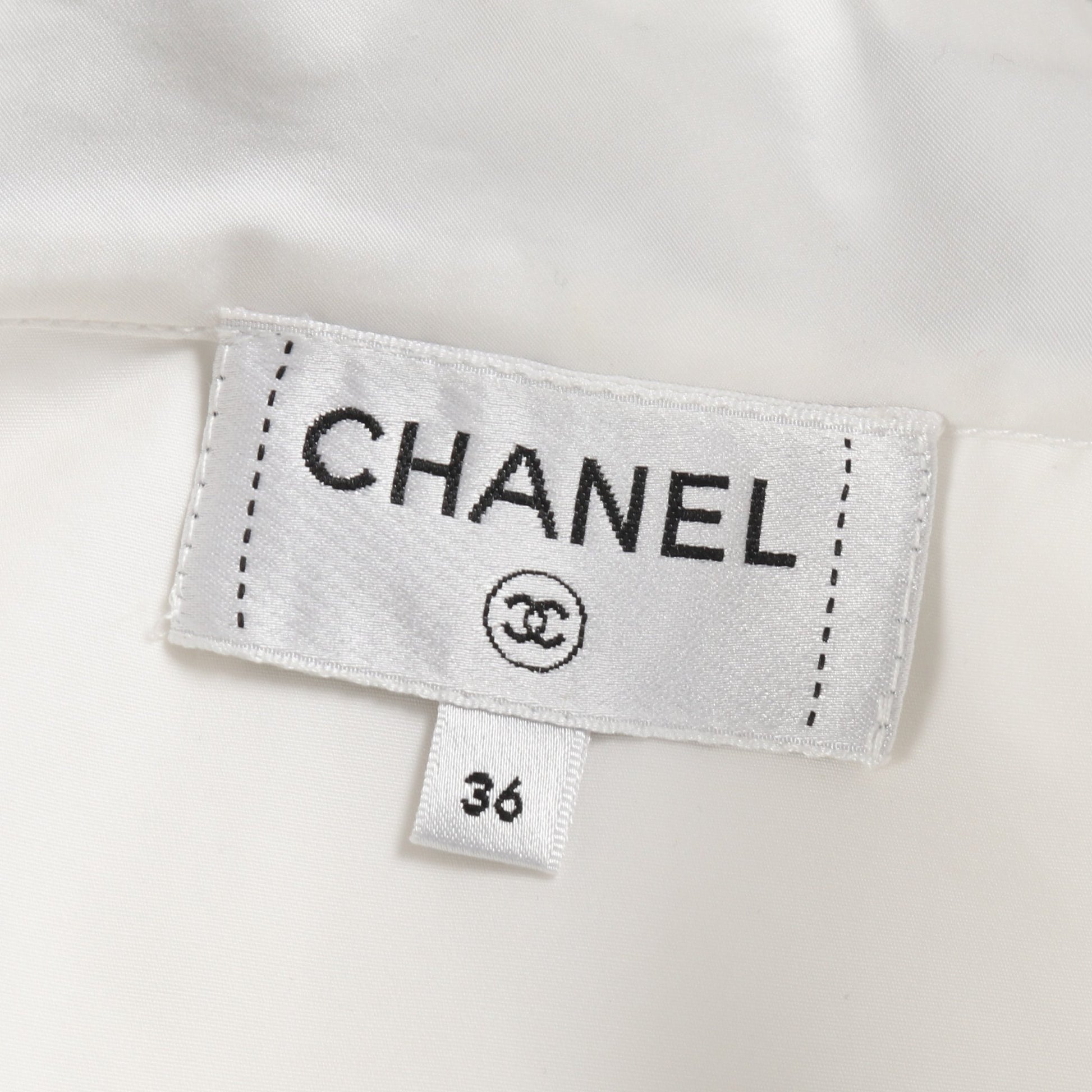 ライオンボタン スタンドカラー シャツ 長袖 コットン ホワイト ブラック ベロア シャネル トップス CHANEL