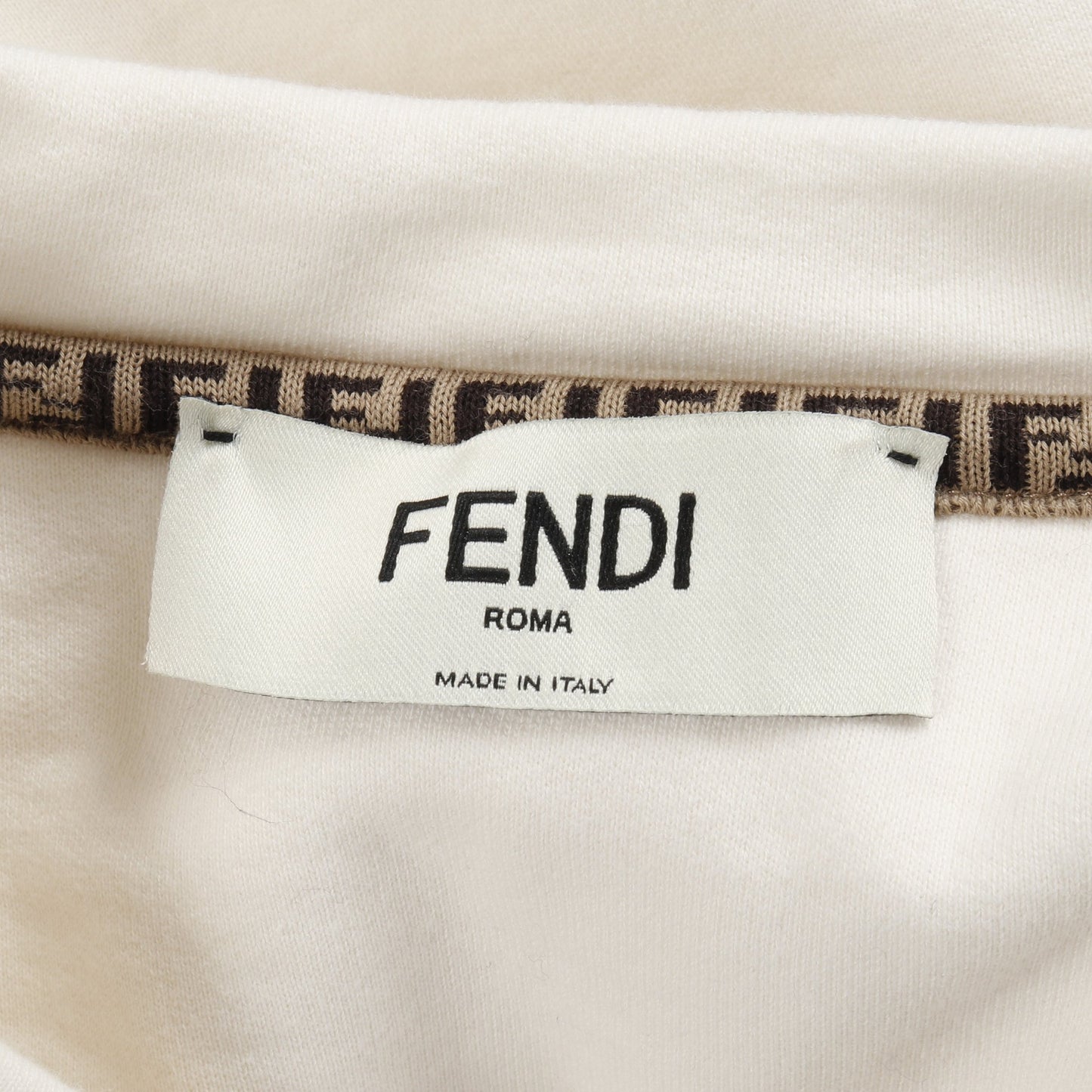 スウェットシャツ クルーネック コットン オフホワイト ポケット付き 裏起毛 フェンディ トップス FENDI