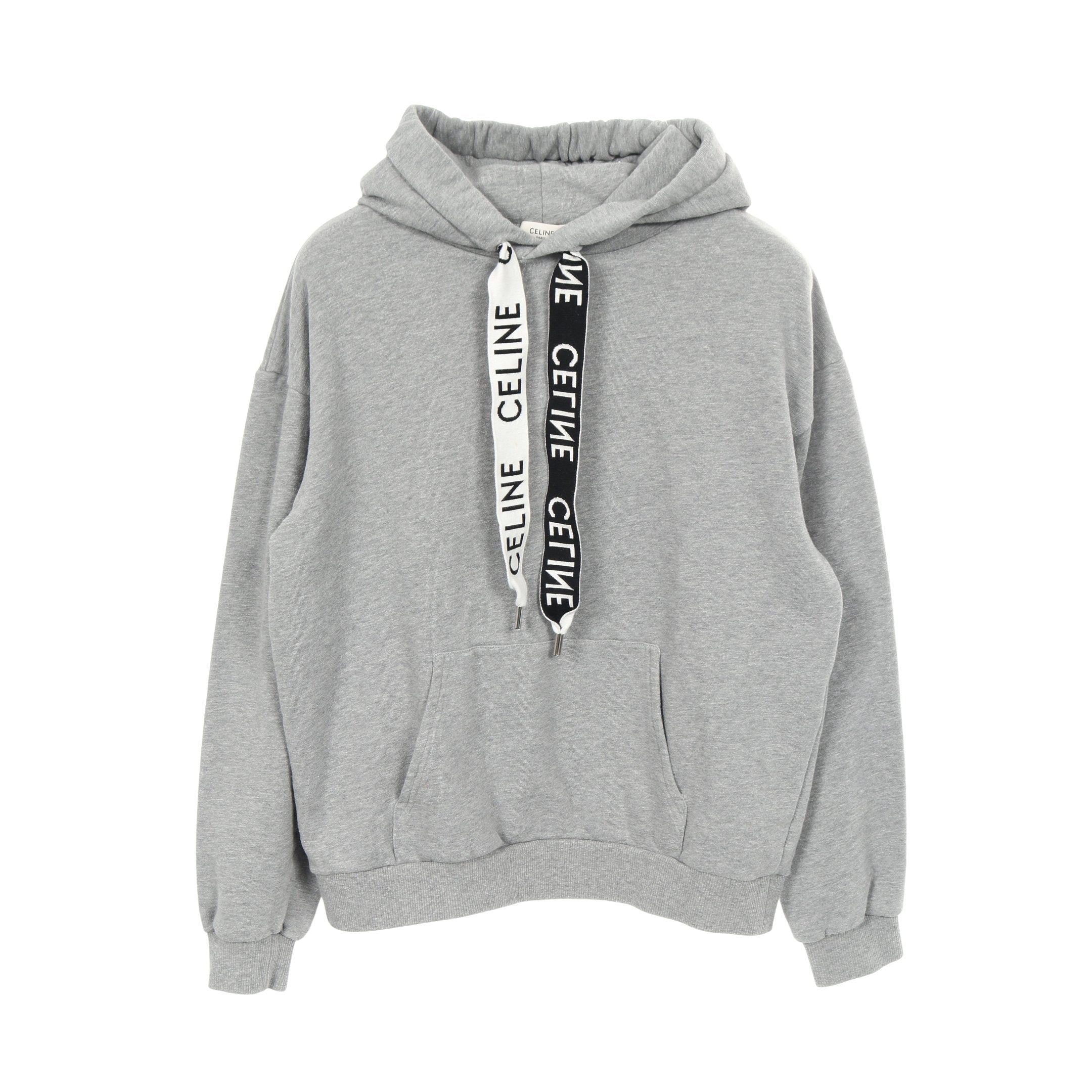 セリーヌ CELINE トップス コットン グレー ロゴ ルーズフーディー ロゴ ルーズ フーディ プルオーバーパーカー コットン グレー セリーヌ