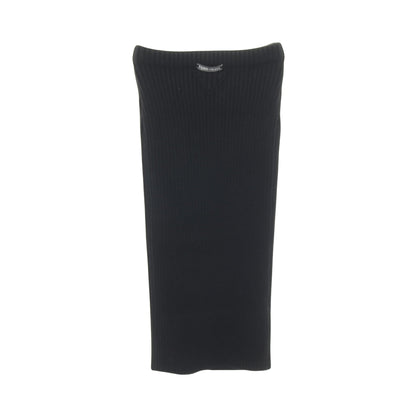 スリムフィット リブニット スカート ウール ブラック プラダ