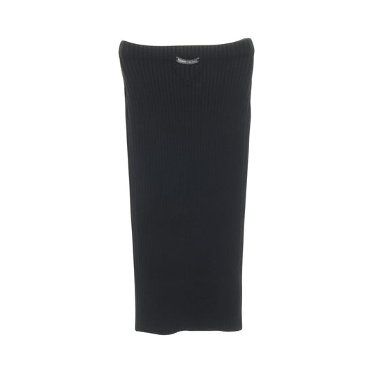 スリムフィット リブニット スカート ウール ブラック プラダ
