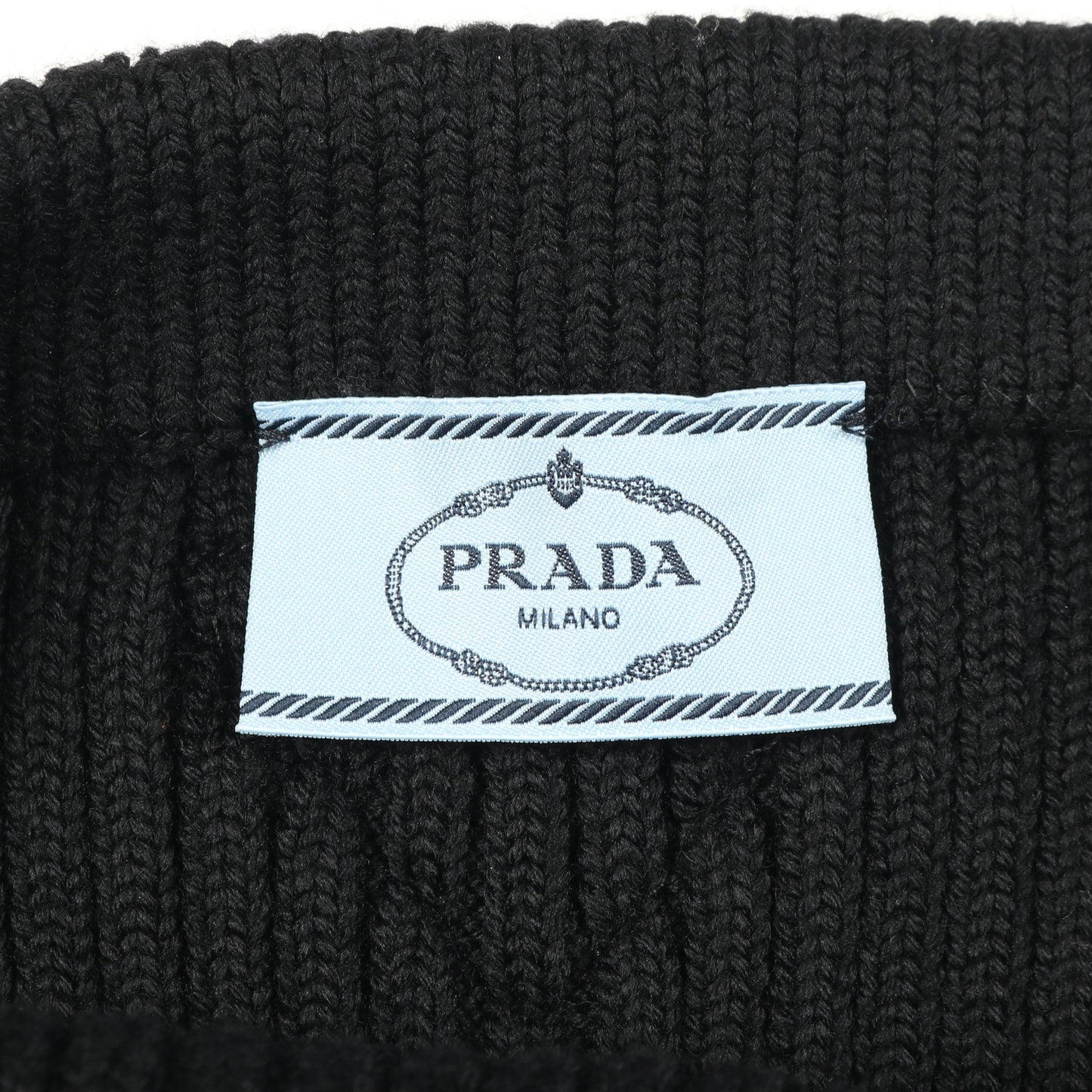スリムフィット リブニット スカート ウール ブラック プラダ