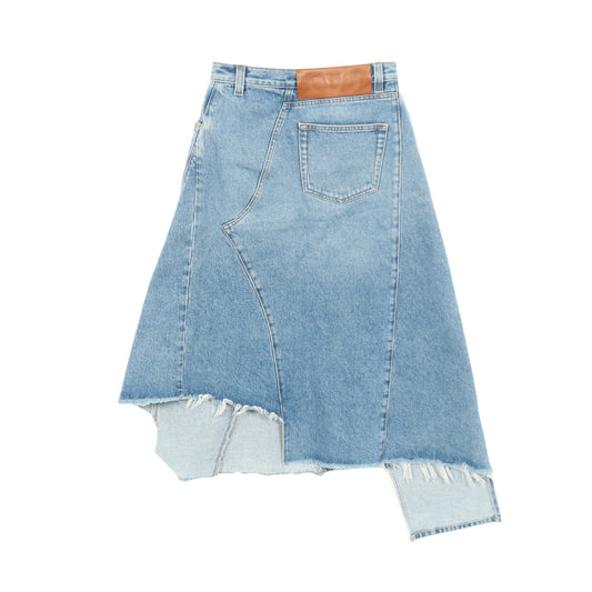 デニムスカート コットン インディゴブルー 変形デザイン ダメージ加工 ロエベ