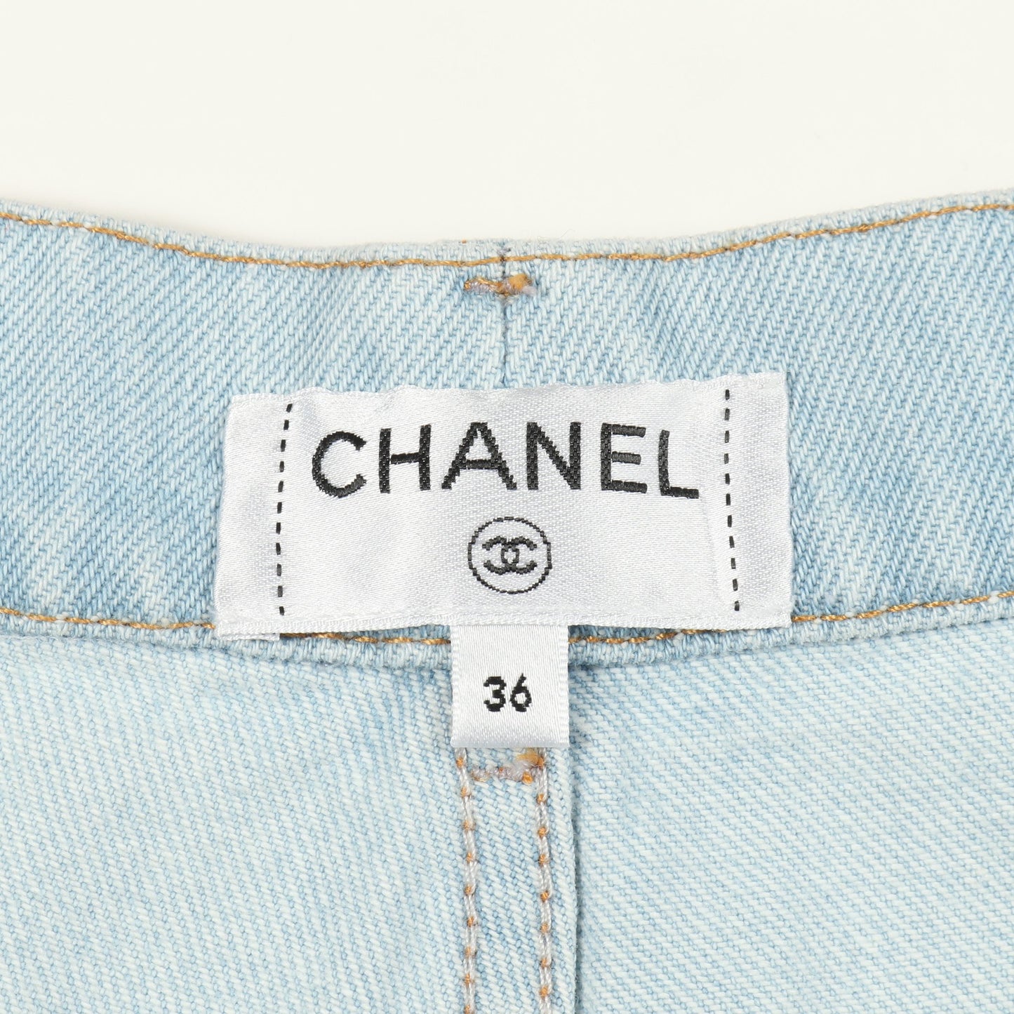 ココマークボタン グラデーション デニムパンツ ワイドパンツ コットン ライトブルー ピンク シャネル