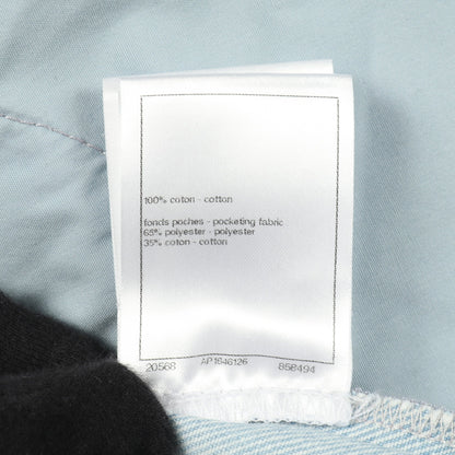 ココマークボタン グラデーション デニムパンツ ワイドパンツ コットン ライトブルー ピンク シャネル