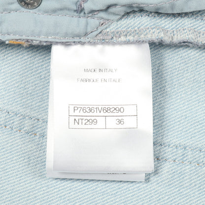 ココマークボタン グラデーション デニムパンツ ワイドパンツ コットン ライトブルー ピンク シャネル