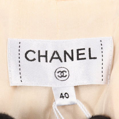 ココマークボタン ツイード パンツ 千鳥格子 コットン ホワイト ライトオレンジ シャネル ボトムス CHANEL