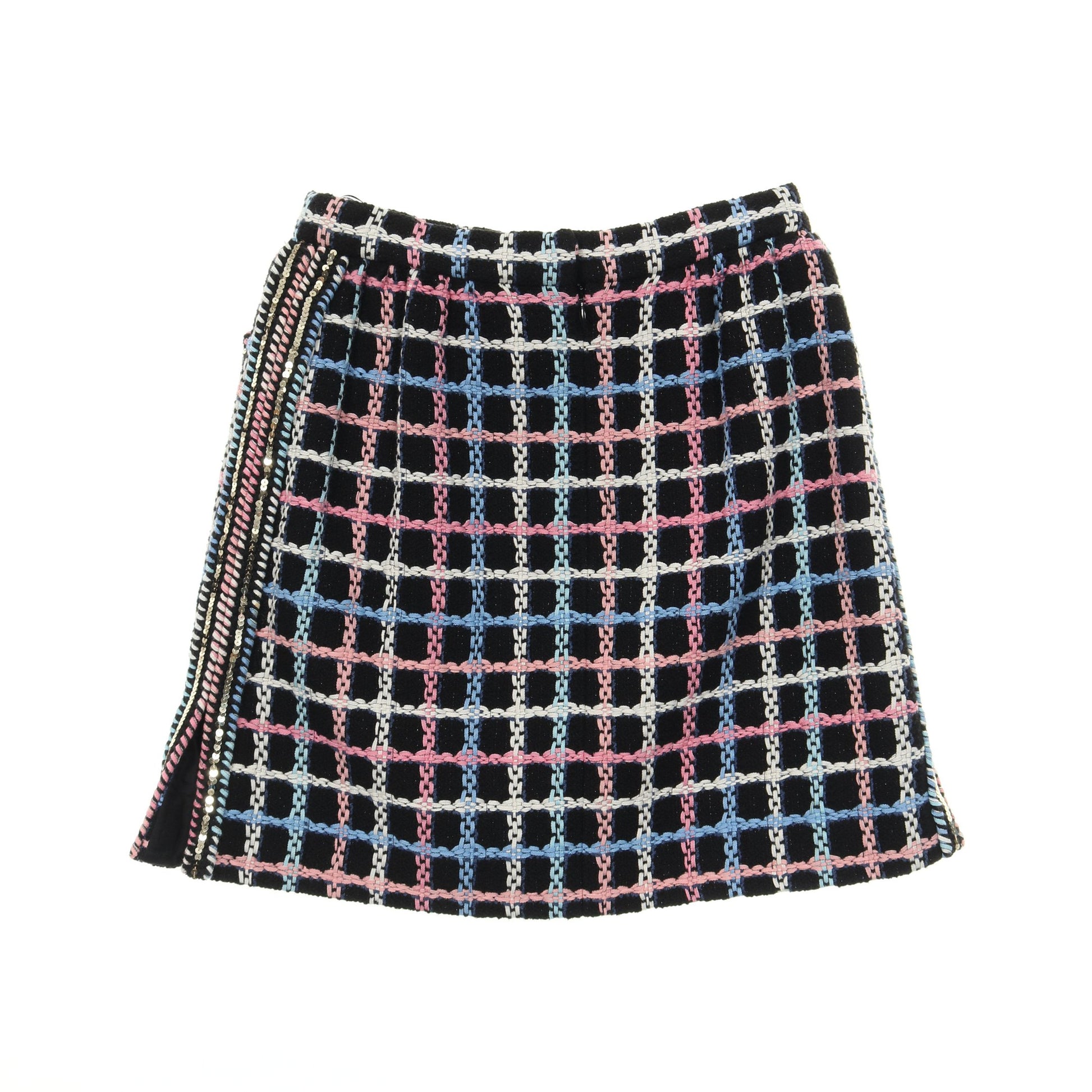 ココマークボタン ツイード スカート スパンコール コットン ナイロン ブラック マルチカラー シャネル ボトムス CHANEL