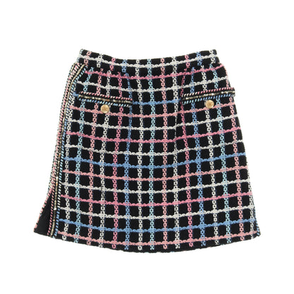 ココマークボタン ツイード スカート スパンコール コットン ナイロン ブラック マルチカラー シャネル ボトムス CHANEL