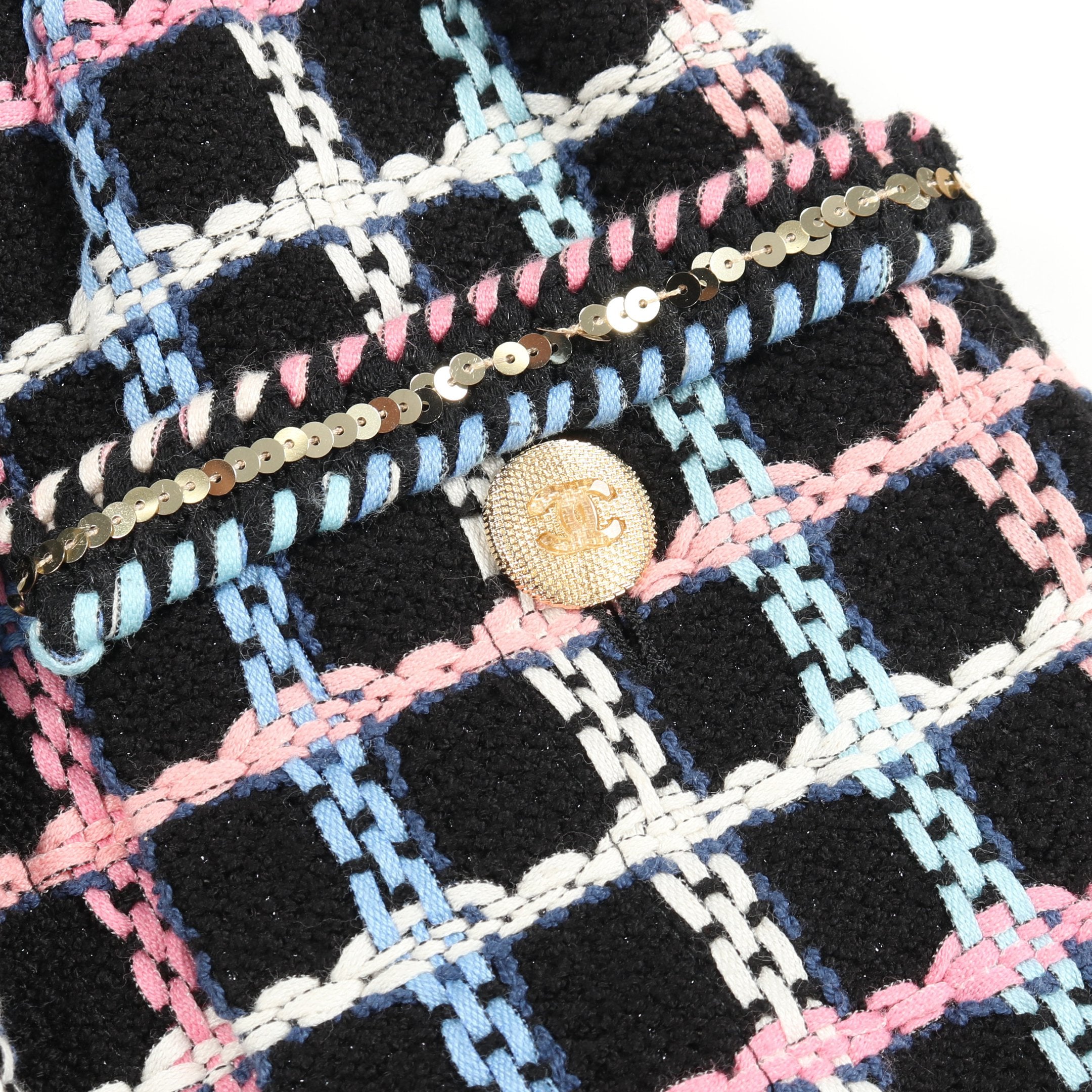 ココマークボタン ツイード スカート スパンコール コットン ナイロン