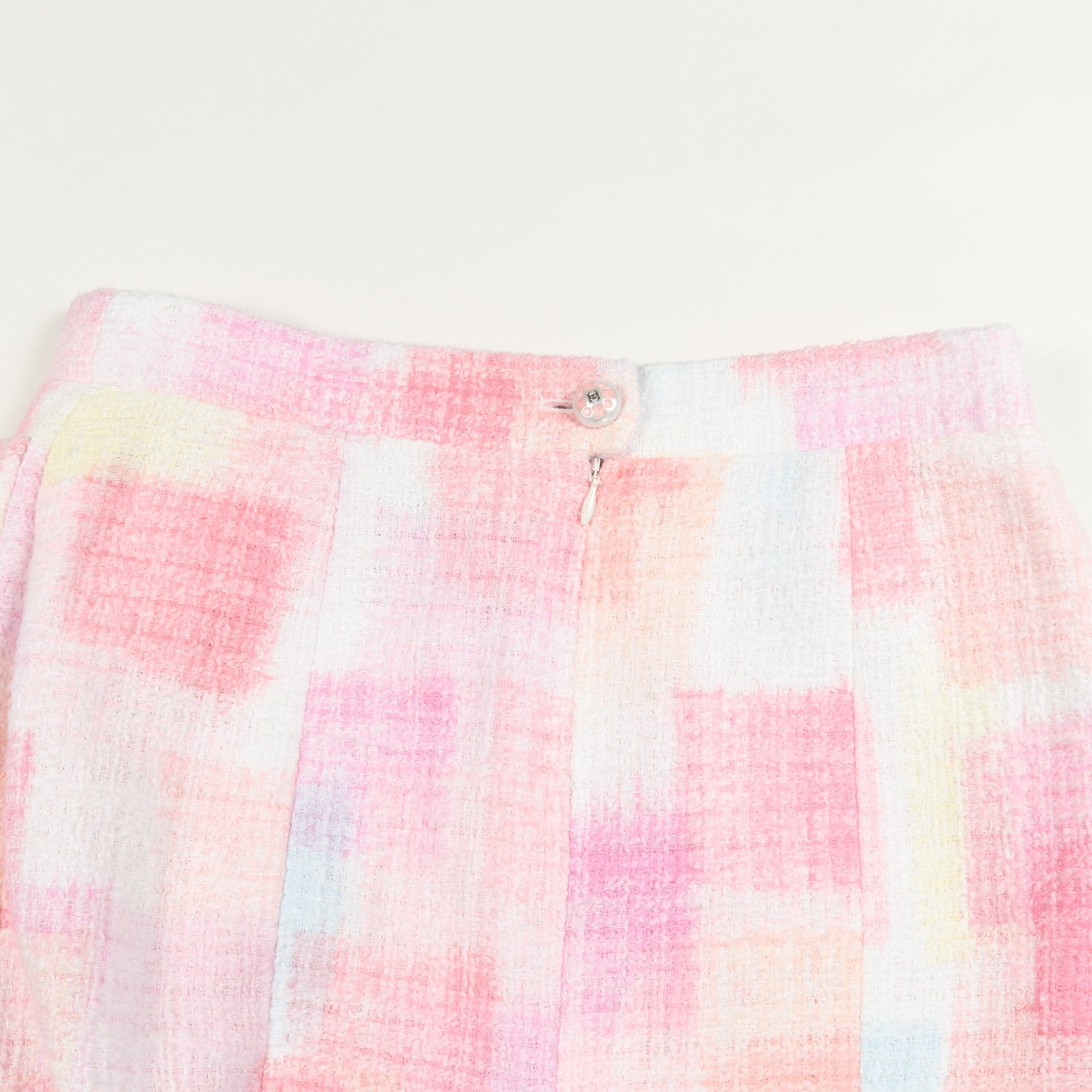 ココマークボタン ツイード スカート コットン ピンク ホワイト