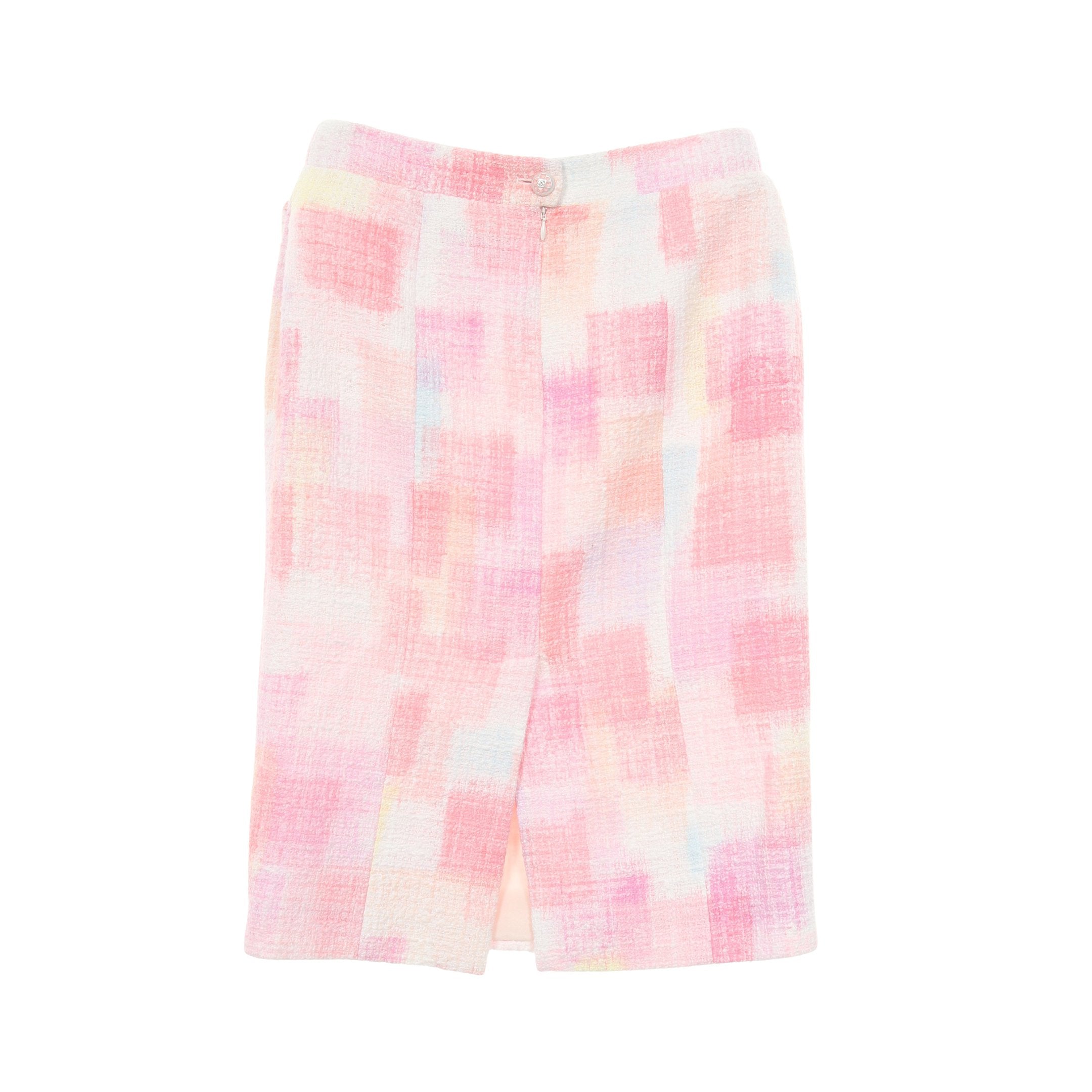 ココマークボタン ツイード スカート コットン ピンク ホワイト