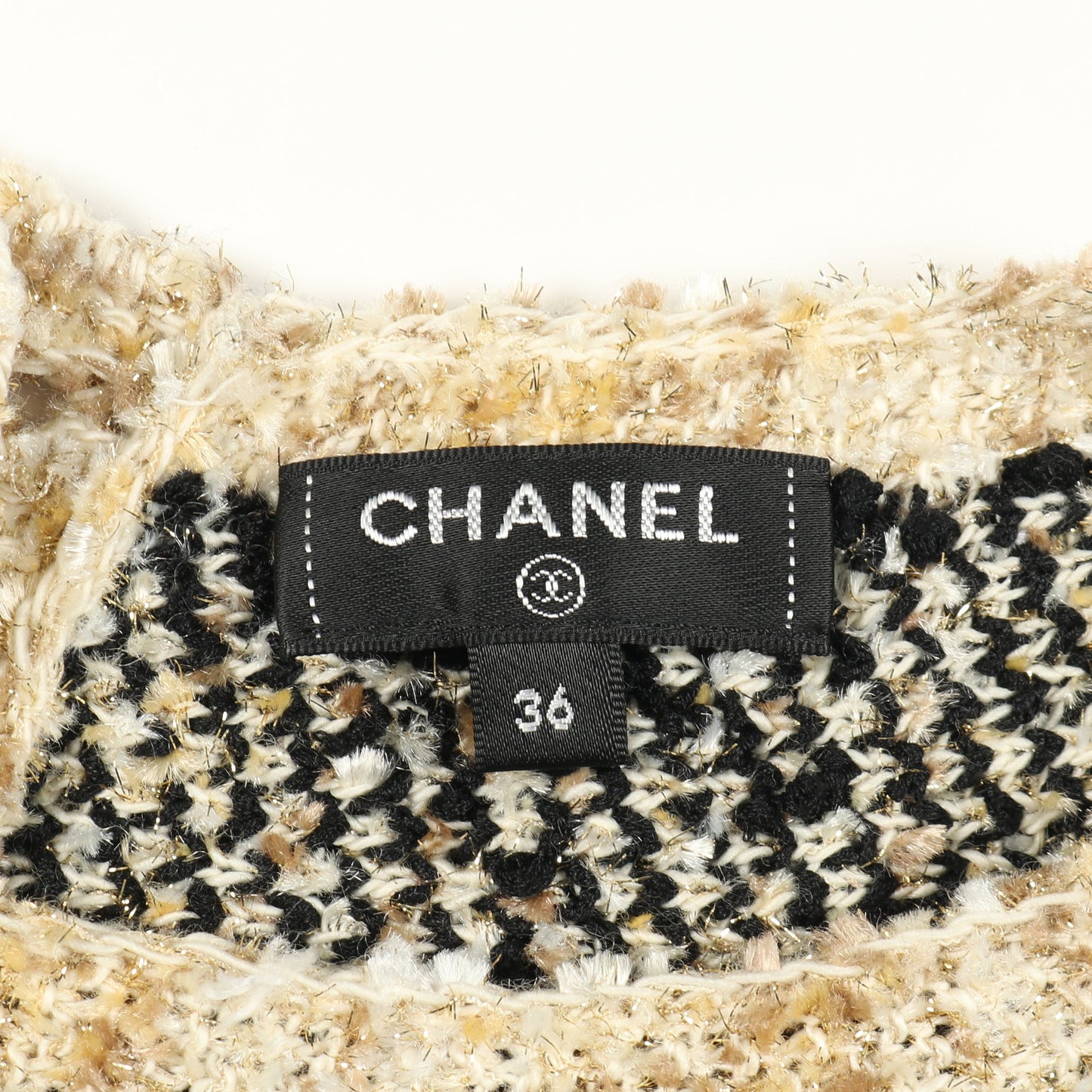 ココマークボタン ニットワンピース ウール ナイロン ブラック アイボリー ゴールド シャネル