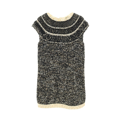 ココマークボタン ニットワンピース ウール ナイロン ブラック アイボリー ゴールド シャネル